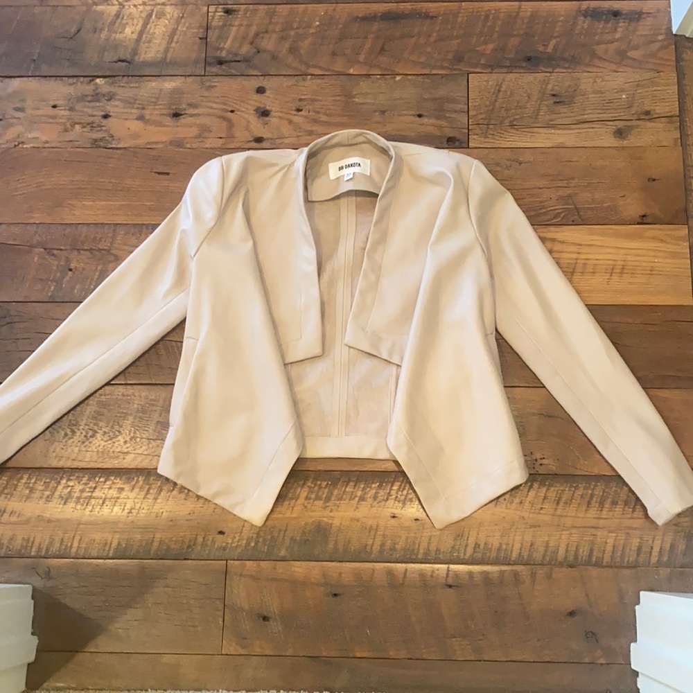 Cream Leather Jacket - Picture 1 of 7